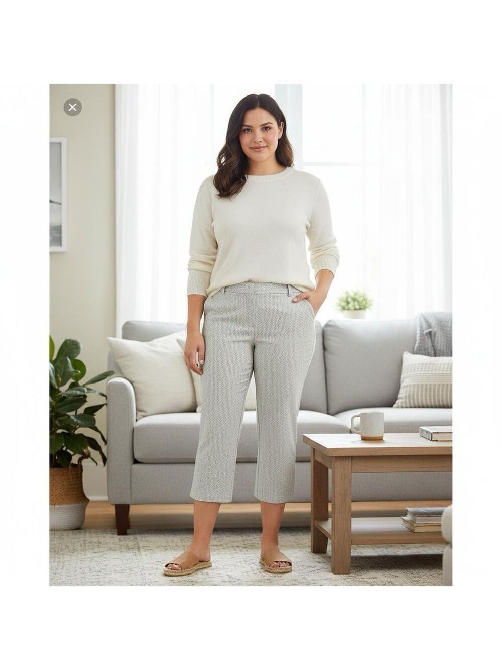Reitmans White Striped Capri Pants Size 16
